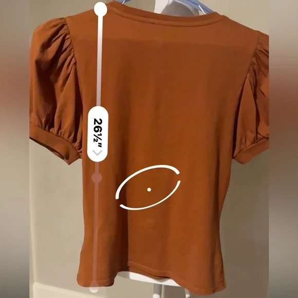 PAIGE MATCHA TEE IN TERRACOTTA - Short Sleeve Puff Top - Warm Brown Sz:XS - Picture 9 of 11